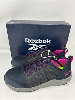 Reebok Women's Navy and Hot Pink Athletic Sneakers